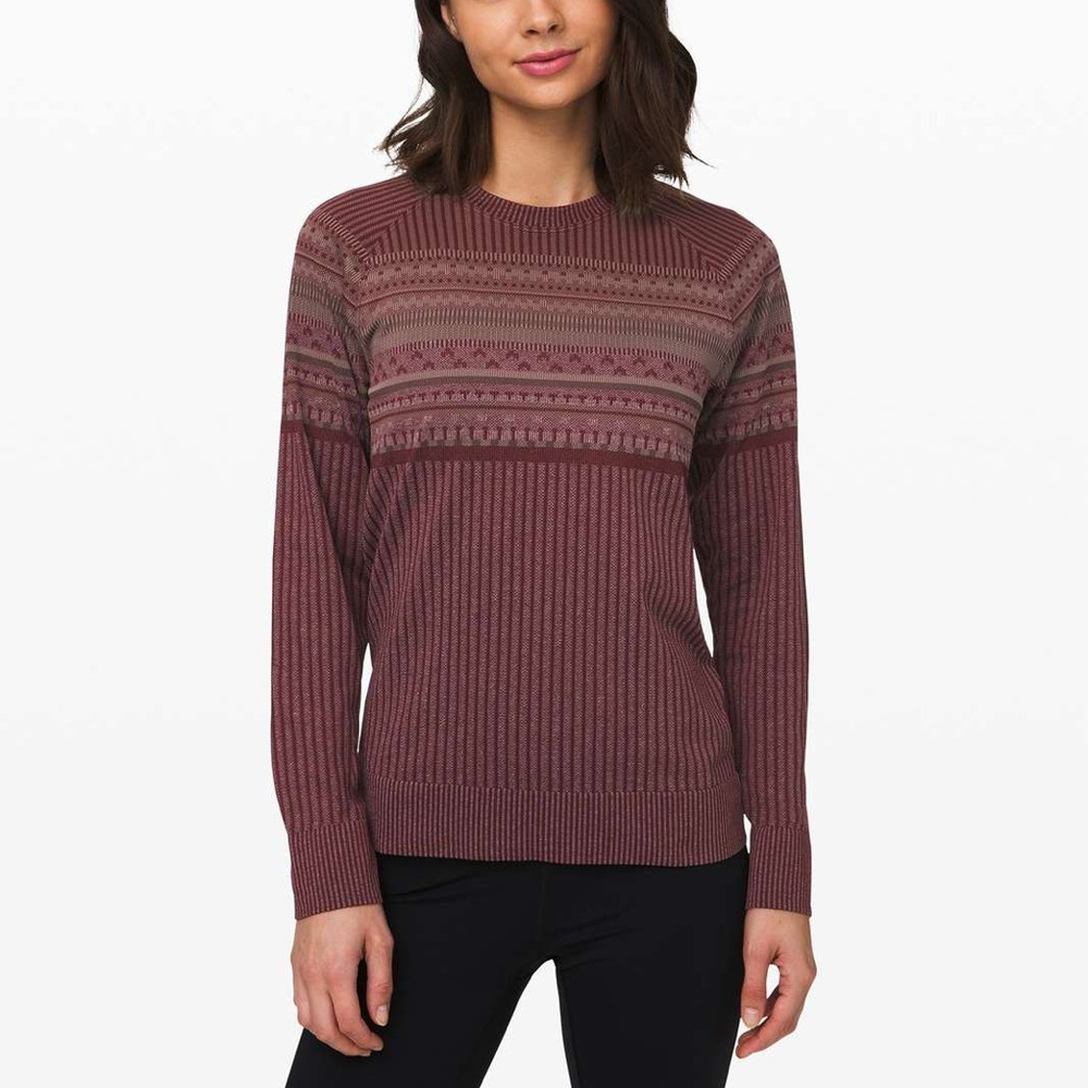 Lululemon Rest Less Pullover Relaxed Garnet White‎ Antique Bark Frosted Mulberry